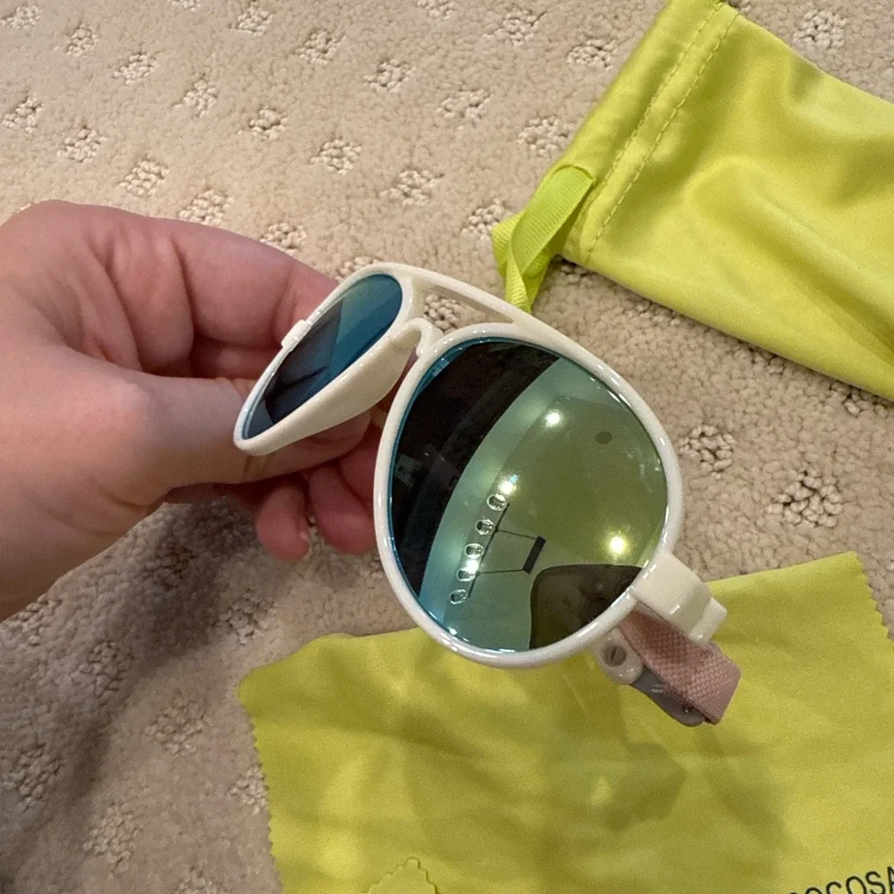 COCOSAND Baby Sunglasses White Mirrored Lenses Adjustable Strap UV Protections